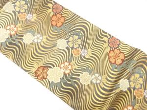 流水に桜模様織り出し　振袖用袋帯